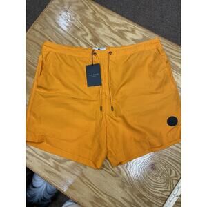 Ted Baker London Swim Trunks Men's 7 Yellow Cotton Drawstring Slash Pockets A37